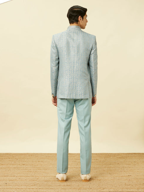Manyavar Blissful Blue Medallion Patterned Suit