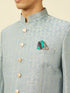 Manyavar Blissful Blue Medallion Patterned Suit