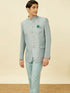 Manyavar Blissful Blue Medallion Patterned Suit