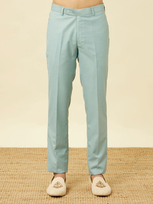 Manyavar Blissful Blue Medallion Patterned Suit
