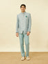 Manyavar Blissful Blue Medallion Patterned Suit