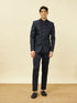 Manyavar Sapphire Blue Ogee Patterned Suit