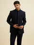 Manyavar Dark Blue Embroidered Neckline Jodhpuri Set