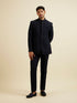 Manyavar Dark Blue Embroidered Neckline Jodhpuri Set