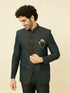 Manyavar Deep Green Lily Motif Jaal Patterned Jodhpuri Suit