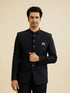 Manyavar Elegant Dark Blue Brocade Suit Set