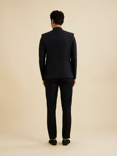 Manyavar Elegant Dark Blue Brocade Suit Set