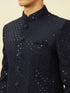 Manyavar Violet Blue Diamond Patterned Sequined Suit