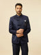 Manyavar Dark Blue Bel Buti Patterned Jodhpuri Suit
