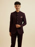 Manyavar Wine Bel Buti Patterned Jodhpuri Set