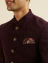 Manyavar Wine Bel Buti Patterned Jodhpuri Set