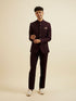 Manyavar Wine Bel Buti Patterned Jodhpuri Set