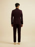 Manyavar Wine Bel Buti Patterned Jodhpuri Set