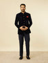 Manyavar Dark Blue Rhinestone Embellished Suit