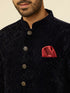 Manyavar Dark Blue Rhinestone Embellished Suit