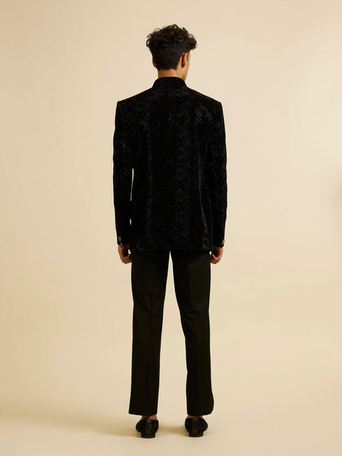 Manyavar Black Rhinestone Embellished Jodhpuri Suit