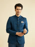 Manyavar Teal Blue Jodhpuri Suit with Imperial Patterns