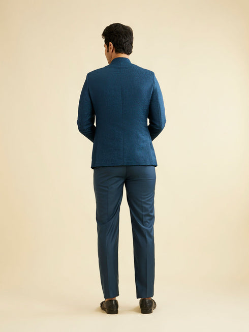 Manyavar Teal Blue Jodhpuri Suit with Imperial Patterns