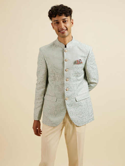 Manyavar Light Blue Jodhpuri Suit