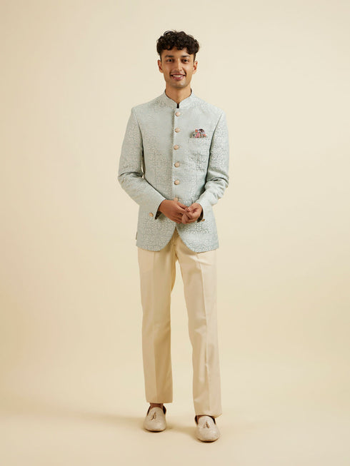 Manyavar Light Blue Jodhpuri Suit
