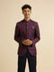 Manyavar Wine Floral Jaal Patterned Jodhpuri Suit
