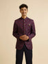 Manyavar Wine Floral Jaal Patterned Jodhpuri Suit