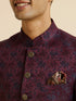 Manyavar Wine Floral Jaal Patterned Jodhpuri Suit