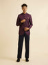 Manyavar Wine Floral Jaal Patterned Jodhpuri Suit
