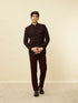Manyavar Kohl Black Floral String Patterned Jodhpuri Suit