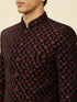 Manyavar Kohl Black Floral String Patterned Jodhpuri Suit