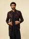 Manyavar Navy Blue Fern Embroidered Indo Western