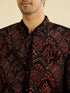 Manyavar Wine Red Indo Western Set with Fern Motifs in a Fish Scale Pattern