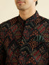 Manyavar Teal Green Indo Western Set with Fern Motifs in a Fish Scale Pattern