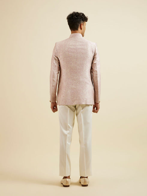Manyavar Dusty Pink Floral Jaal Patterned Jodhpuri Set