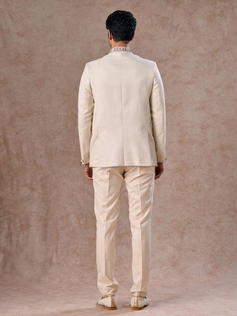 Manyavar Resplendent Cream Jodhpuri Suit