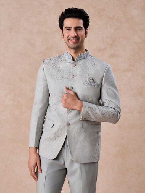Manyavar Regal Light Blue Jodhpuri Suit