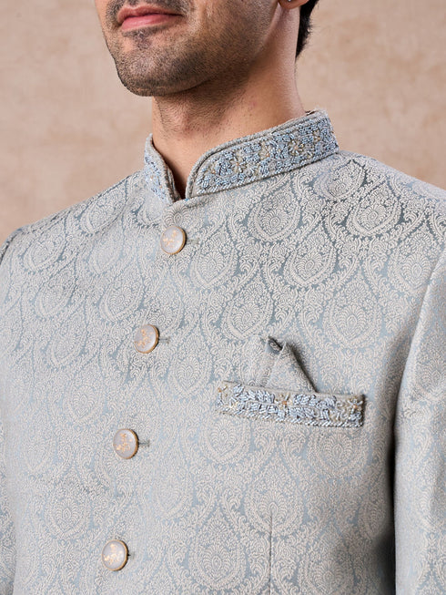 Manyavar Regal Light Blue Jodhpuri Suit