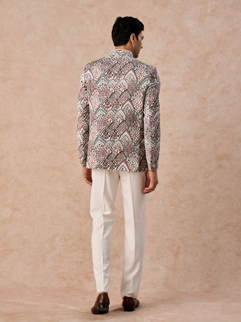 Manyavar Opulent Cream Velvet Jodhpuri Suit