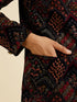 Manyavar Dark Blue Fern Motifs in Fish Scale Pattern Jodhpuri Set