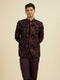 Manyavar Wine Velvet Ensemble Suit Set