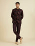 Manyavar Wine Velvet Ensemble Suit Set