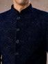 Manyavar Velvet Royal Blue Jodhpuri Suit