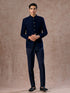 Manyavar Velvet Royal Blue Jodhpuri Suit