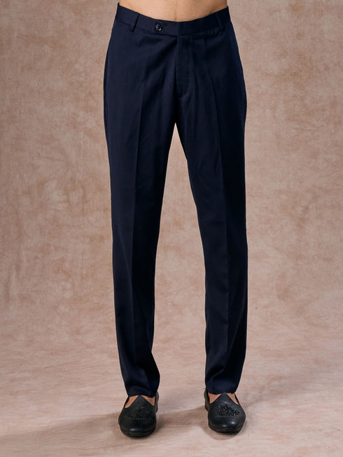 Manyavar Velvet Royal Blue Jodhpuri Suit