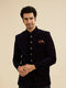Manyavar Indigo Blue And Wine Bel Buti Patterned Jodhpuri Set