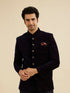 Manyavar Indigo Blue And Wine Bel Buti Patterned Jodhpuri Set