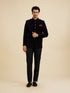 Manyavar Indigo Blue And Wine Bel Buti Patterned Jodhpuri Set
