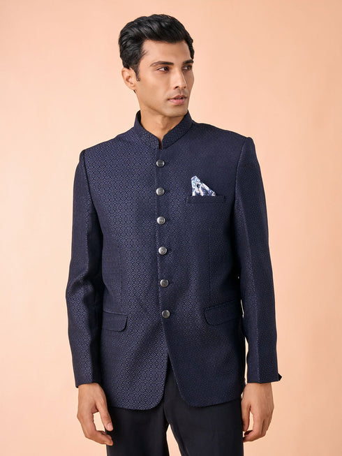 Manyavar Majestic Dark Blue Jodhpuri Suit