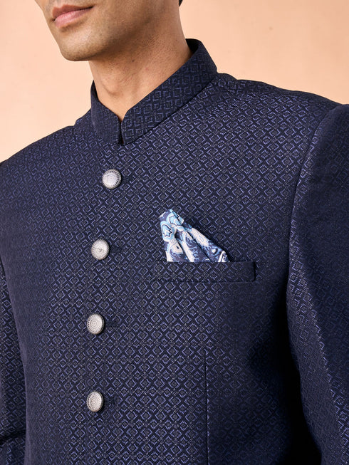 Manyavar Majestic Dark Blue Jodhpuri Suit