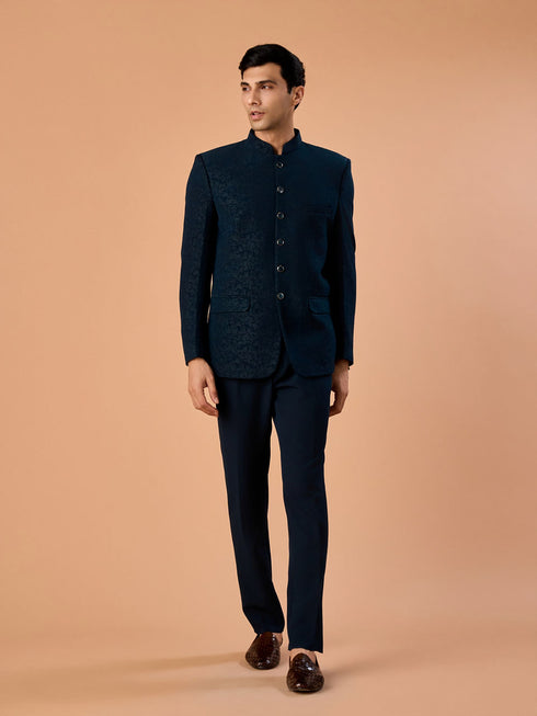 Manyavar Teal Blue Regalia Jodhpuri Suit